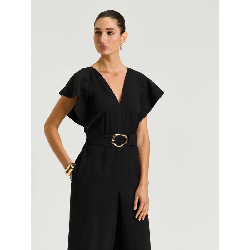 Veronika Maine Drapey Viscose Twill V Neck Jumpsuit image number 7